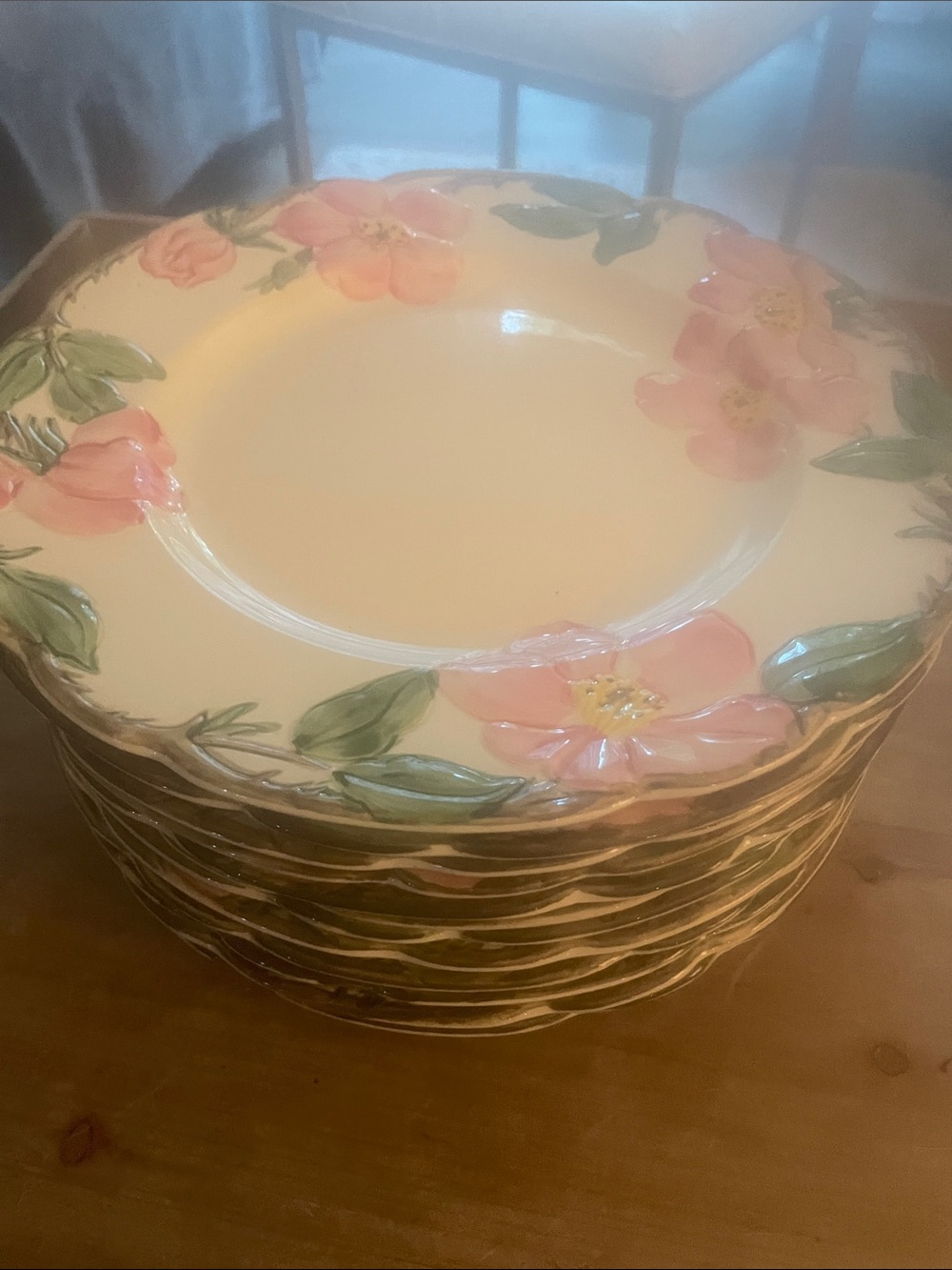 Franciscan ware Vintage 1940s  Hand-Painted Floral Ceramic Dinner Plates 12